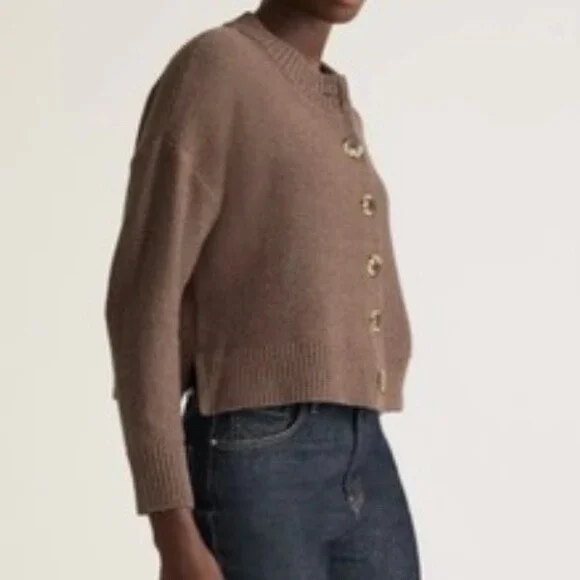 Quince Cardigan Sweater Womens Size S Organic Cotton Cropped Button Front - Picture 2 of 12